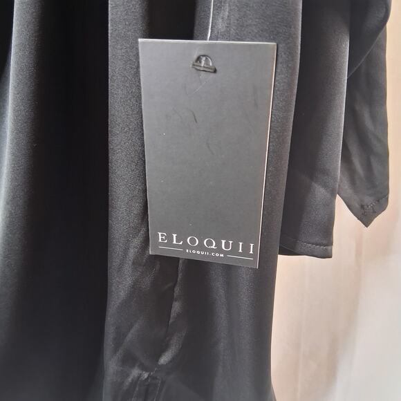 Eloquii NWT Women Black Halter Neck Drape Sleeve Dressy Party Formal Blouse-26 - Picture 3 of 7